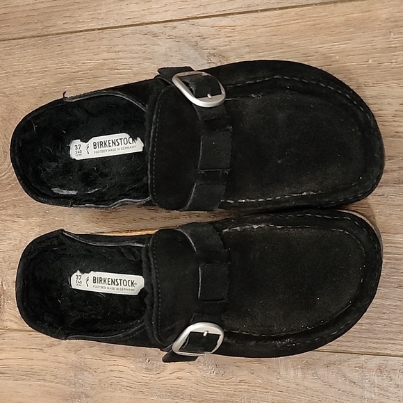 Birkenstock Buckley Shearling Slip On Buckles Mules Lined Women's size 37EU